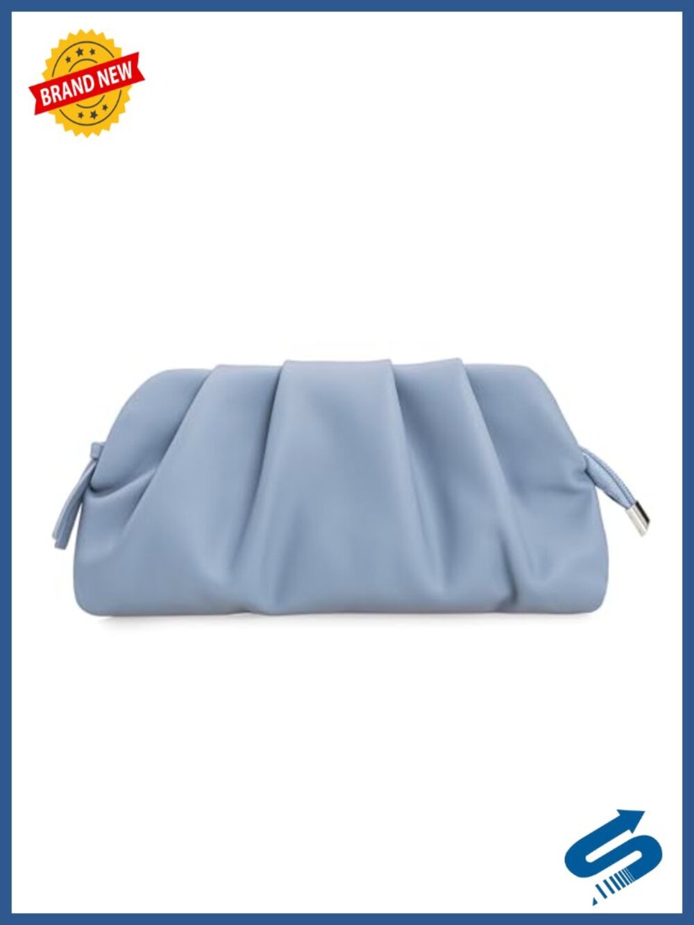 Dressy PU Vegan Leather Pleated Evening Clutch Purse with Chain Strap